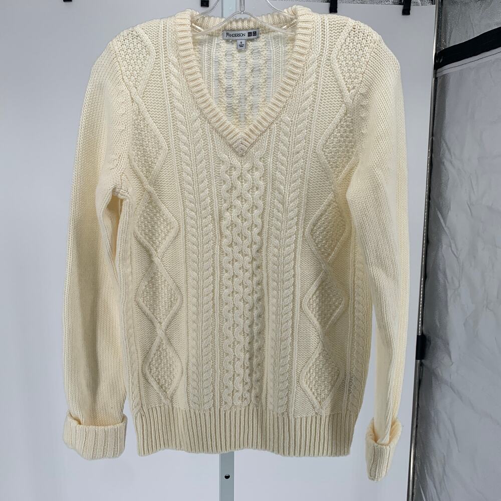 Uniqlo x JW Anderson cable knit sweater wool blend cream women's size small